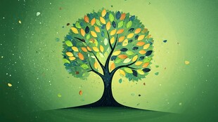 梦幻多彩树 绿叶纷飞景