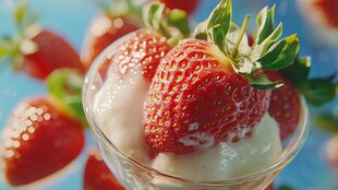 草莓搭配冰淇淋的甜蜜诱惑