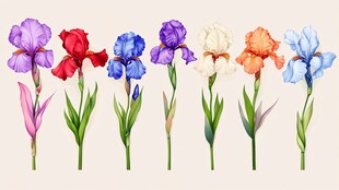 多彩鸢尾花绽放美丽姿态