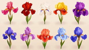 多彩鸢尾花绽放美丽姿态