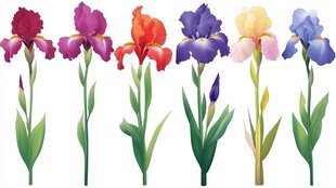 多彩鸢尾花插画展示