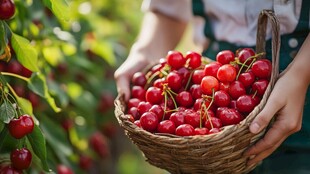 果园采摘 满满一篮鲜樱桃