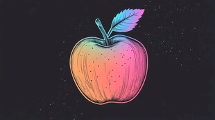 梦幻渐变苹果插画