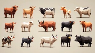 多样造型的牛集合展示