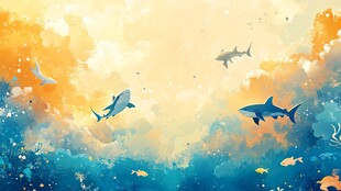 梦幻海洋中的鲨鱼遨游