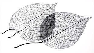 透明叶脉双叶艺术插画