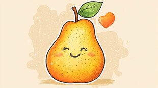 可爱笑脸梨 萌趣水果插画