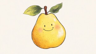 微笑的黄梨插画