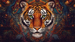 神秘虎面 奇幻花纹艺术