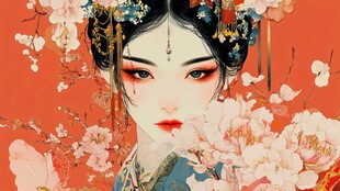 古风佳人赏繁花