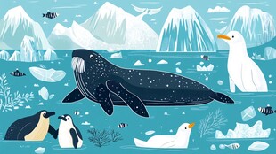 极地海洋动物欢乐场景