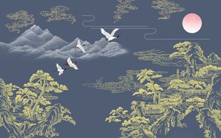月夜山林飞鸟图