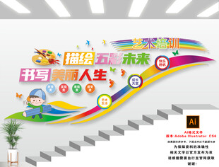 美术培训楼梯文化墙
