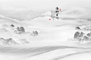 国画山水背景墙