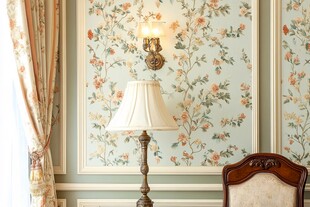 复古花卉墙纸室内温馨一角