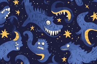 夜空中的奇幻怪兽图案