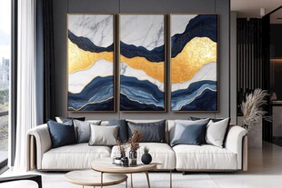 现代客厅 艺术挂画与沙发搭配