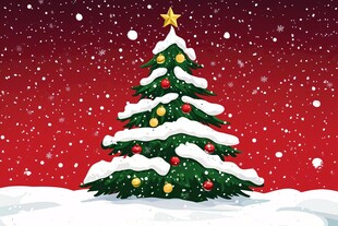 雪中圣诞树 节日氛围感拉满