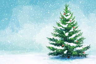 雪中圣诞树