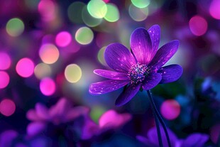 梦幻紫花与斑斓光斑世界