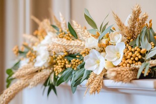 田园风白黄花卉麦穗装饰