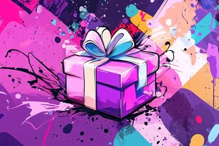 缤纷涂鸦中的精美礼品盒
