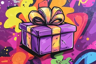 涂鸦风紫色礼物盒插画