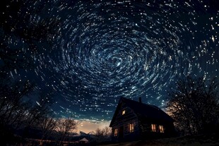 乡村夜空下的梦幻星轨