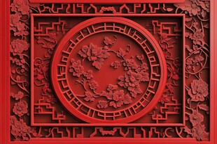 中式红色雕花精致装饰图案