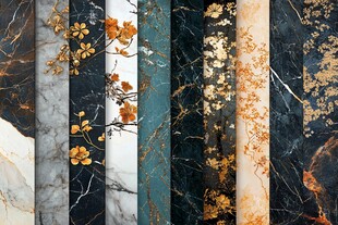 多样大理石纹配花卉图案