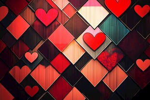 爱心方块拼接绚丽背景图