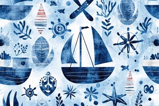 海洋元素无缝图案设计