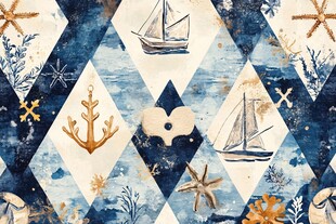 海洋元素几何图案航海风