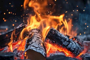 熊熊燃烧的篝火特写画面