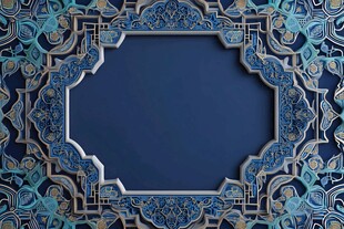 中式蓝调雕花边框背景图