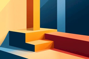 多彩几何阶梯空间场景