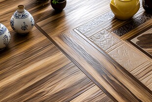 中式风格木地板与精致摆件