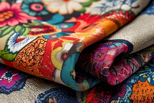 多彩花卉图案精美织物