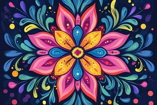 绚丽多彩曼陀罗花卉图案