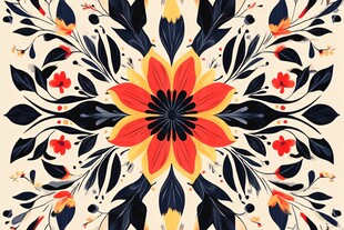 花卉对称图案装饰艺术图