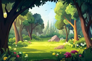 梦幻森林草地花卉美景