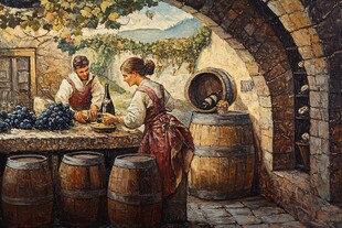 酒庄中劳作的两位女性