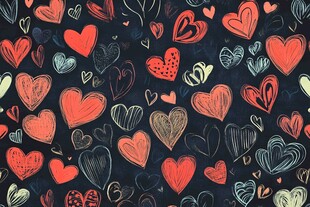 手绘爱心图案背景