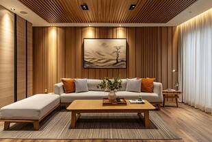 日式简约风客厅温馨场景