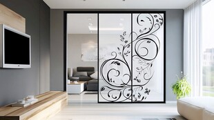 简约客厅玻璃雕花移门设计