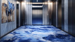 艺术风电梯厅 梦幻蓝色地毯
