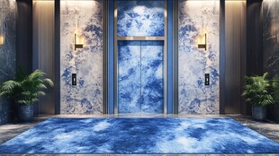 蓝调奢华风电梯厅装饰场景