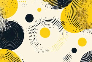 黄黑波点圆圈几何图案背景