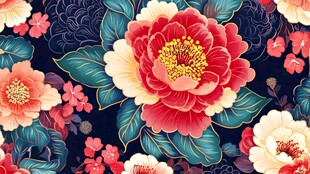 中式牡丹花卉图案背景