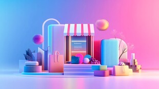 梦幻多彩的虚拟购物场景